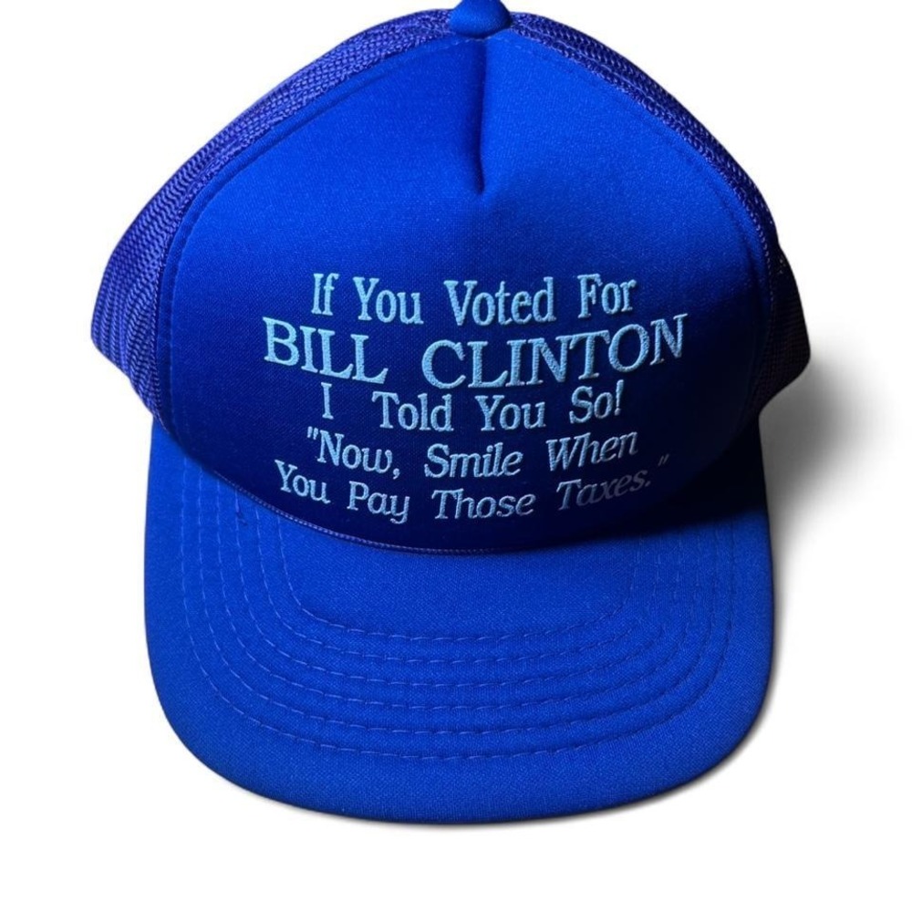 Vintage purple Bill Clinton political trucker‎ hat (Acc1)